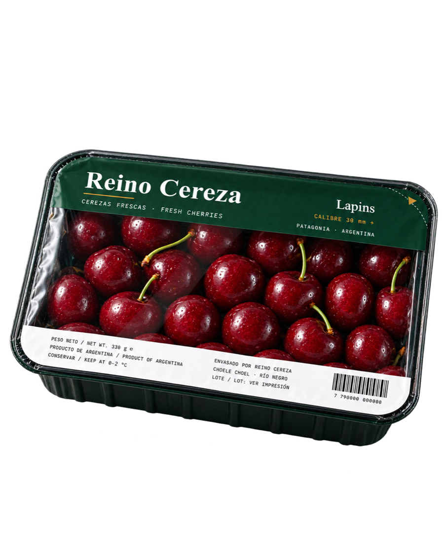 La bandeja Reino Cereza de 330 g, recortada