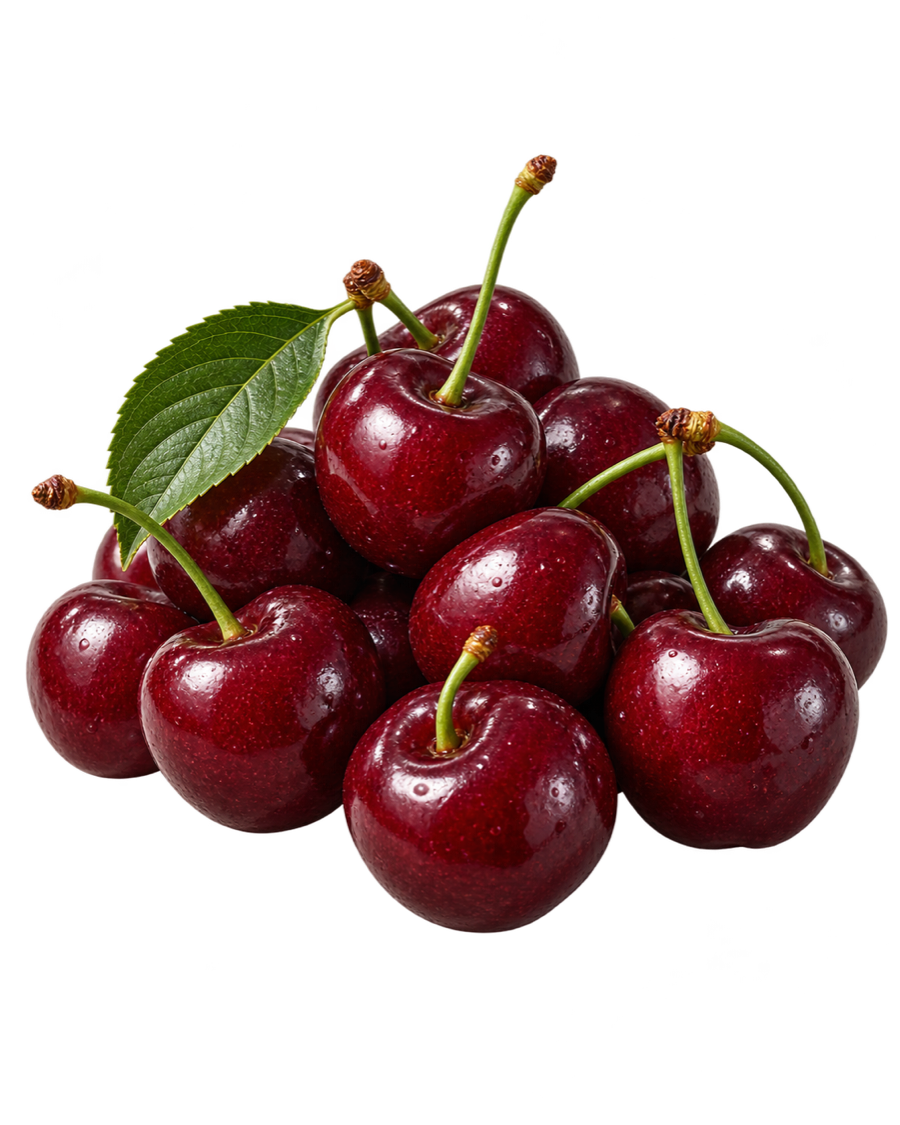 Un puñado de cerezas Lapins con cabito